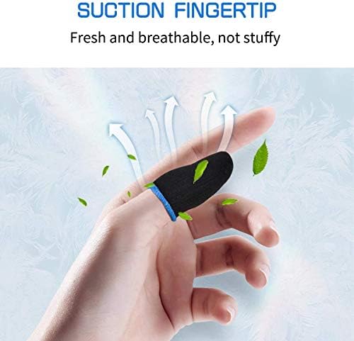 PUBG Mobile Finger Sleeve, Pack of 10 Finger Sleeves for Gaming, Anti-sweat Thumb Sleeves for Mobile Gaming, Breathable Pro Gaming Finger Gloves, Weightless Magnetic Touch Screen Finger Sleeves (Blue)
