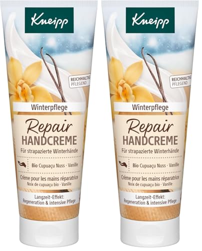 Kneipp Repair Handcreme Winterpflege, Regeneriert und schützt trockene und strapazierte Hände, reichhaltige Pflege mit Safran- und Maronenextrakt sowie natürlich pflegender Sheabutter, 75ml
