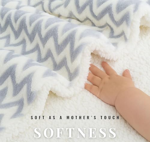 Image of VAS COLLECTIONS Ultra Soft Baby Blanket | Flannel + Sherpa | 2-Layer All-Season AC Sheet for Newborns (0-24 M) - Grey White