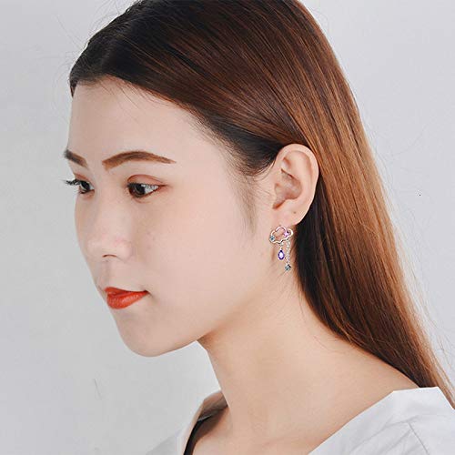 Boucles d'oreilles longues argent 925 anti-allergie améthyste