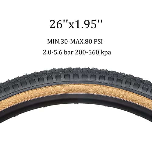 Hycline Bike Tire,26X1.95 Inch 60Tpi Folding Replacement Tire For Mtb Mountain Bicycle-Skinwall #TOP3