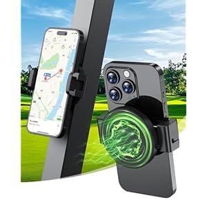 pojifi Super Strong Magnetic Golf Cart Phone Mount with 360Â° Adjustable Rotation | Universal Hands-Free Holder for iPhone Samsung & Thick Cases | Anti-Slip Black Design