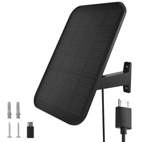 VIRTAVO 3.2W Solar Panel for Security Camera Compatible with Arlo Pro/Pro 2, Waterproof Solar Charger with 13ft Cable, 360° Adjustable Mount, Micro USB & USB-C for 5V Rechargeable Cameras