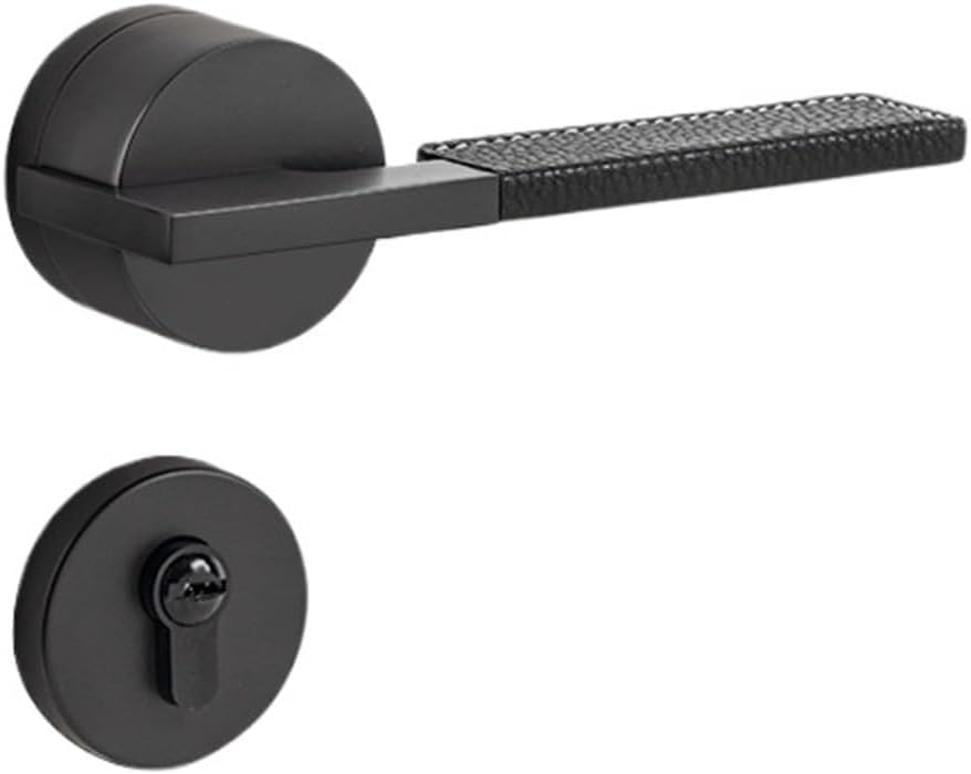 Magnetic Silent Door Lock Light Luxury Modern Minimalist Wooden Door Lock Genuine Leather Indoor Home Bedroom Nordic Room Door Lock Split(Bright Golden Magnetic)