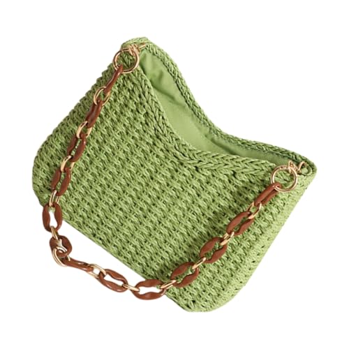 Petit sac tissé à la main vert de forme carrée avec bandoulière réglable