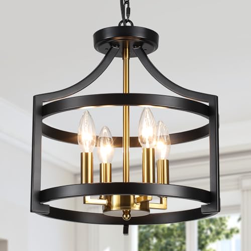 La Mejor Lista de Lámparas de araña comprados en linea. 50 LXWNYY 4 Luces Lámpara de Techo Colgante Rústica Color Negro,Lámparas de Araña de Granja,Lampara de Techo Moderna Lámparas de Techo Semiincrustadas para...