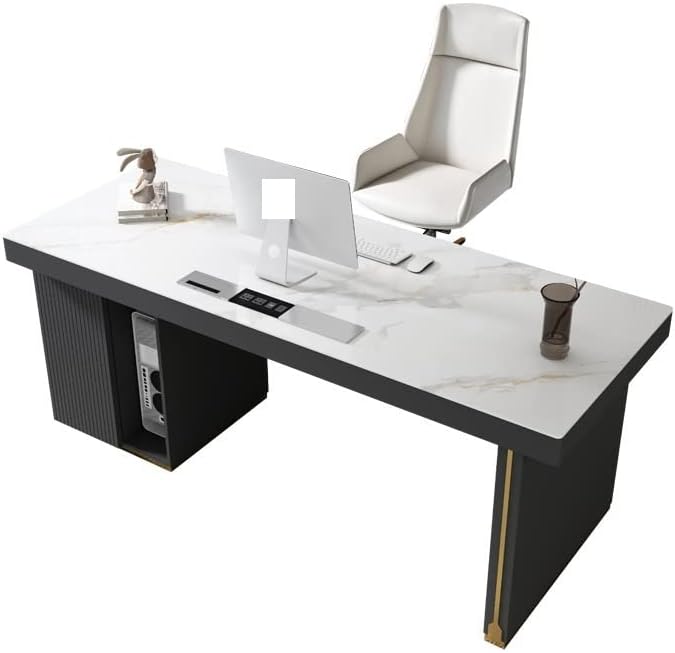 Office desk Grey Wooden Leather Office Home Study Room Furniture Small Computer Standing Learning Table Deskstop Set Executive Tables