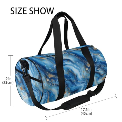 Blue Marble Sports Duffel Bag Full Print Polyester Barrel Gym Bag with Side Zipper Pocket, Detachable Shoulder Strap for Gym Sports Fitness and Short-Term Travel Use4