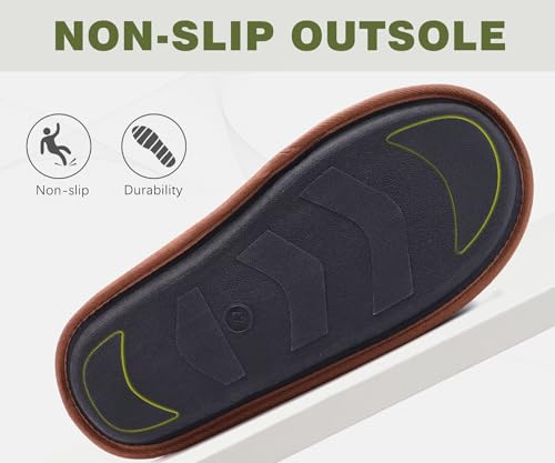 Image of KuaiLu Mens House Memory Foam Slippers with Comfortable Warm Plush Lining | Casual Slip On Lightweight Bedroom Pantuflas,Cushion Orthopedic Arch Support Walking Outdoor Garden Footwear US7-15