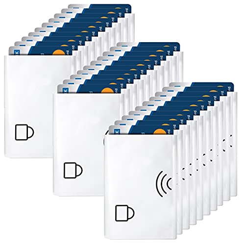SAITECH IT 30 Pcs RFID Blocking Credit Card Holders Sleeves for Identity Theft Protection, Perfectly Fits in Wallet/Purse(3.8 x 2.6 Inch) - Silver