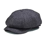Anshili Sombrero Newsboy de Lana y Poliéster Estilo Tweed a Cuadros Clásico, gris, 56/57 cm