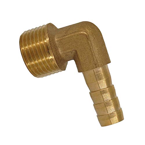 Lot de 2 raccords de tuyau cannelés mâles coudés à 90 degrés en laiton BSP pour air, carburant, eau (3/8 x 10 mm)