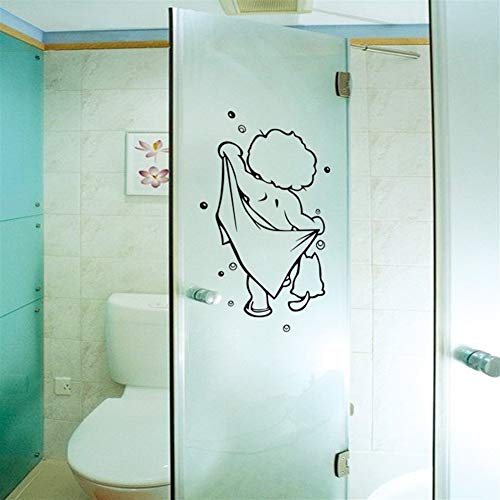 Suzanne Billy Puerta de la ducha de cristal pegatinas Niños pegatinas de pared de ducha extraíble impermeable lindo bebé Baño vinilo decorativo de pared etiquetas del arte