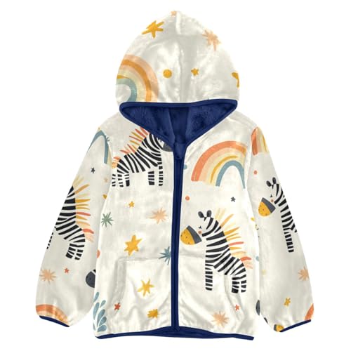 Cute Zebra Girls Fleece Jacket Girls Fall Jacket Girls Zip Up Hoodie Girls Sherpa Jacket 2-10T