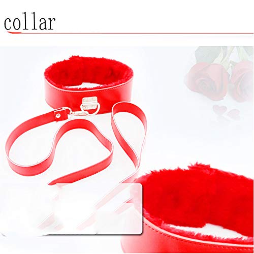 7pcs verstelbare armband enkelarmband speelgoed s`m set pluche lederen yoga kit (rood) - Afbeelding 3