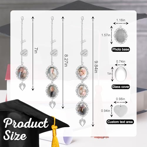 Personalized Graduation Tassel Photo Charm Custom 2025 Graduation Memorial Tassel Charm with Angel Wings for Cap Decorations2