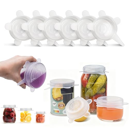 THQAE 6 Pcs Couvercles en Silicone, Couvercle en Silicone Extensibles, 6.5 cm Couvercle en Silicones Yaourt Tasse, Couvercles en Silicones Universels, pour...
