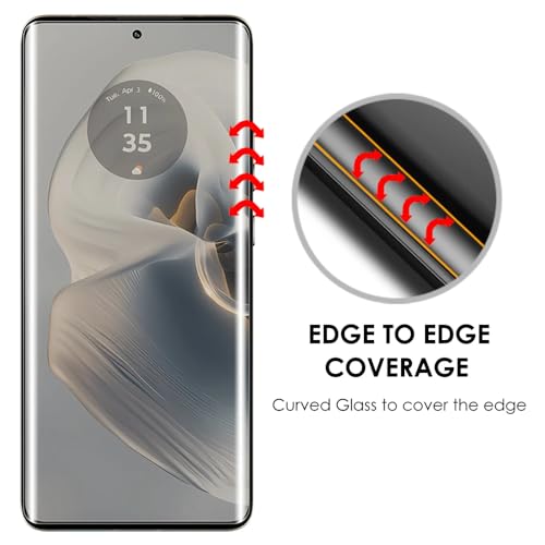 Image of SHILD -(Pack 1 Curved Perfect -Fits Design Tempered Glass Full Screen Protector For Motorola Edge 50 Pro Cellphone|Uv Tempered Glass Protector For Moto Edge 50 Pro -9H Hardness /Hd /Fingerprint Working