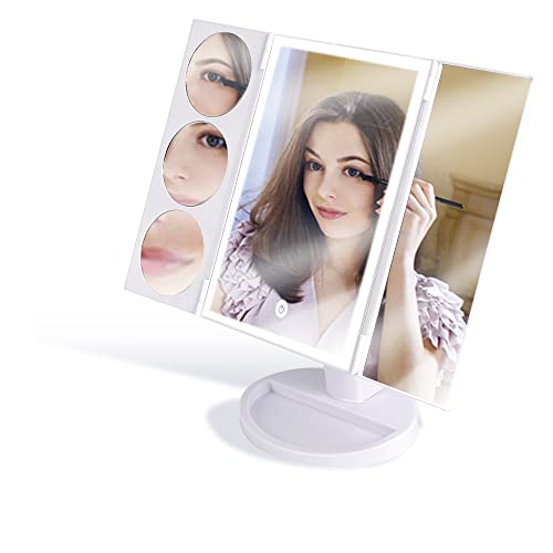 Wehouseware® Espejo de Maquillaje con LED Iluminado Espejo de Mesa Luz con Ampliación Cover