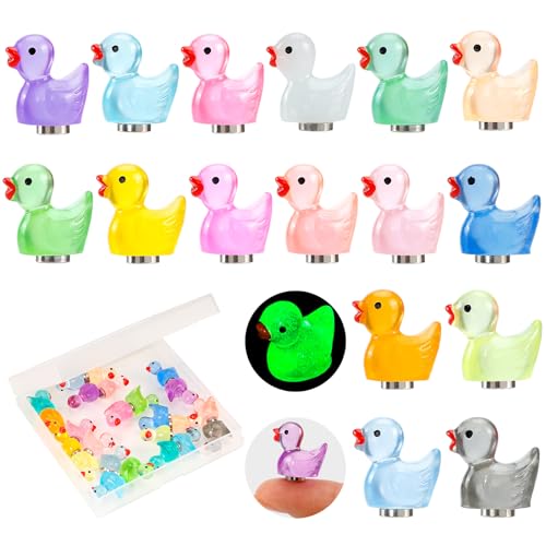 24 imanes decorativos de pato luminosos de resina mini