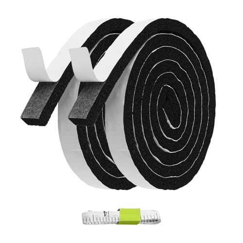 UFURMATE Self-Adhesive Foam Strip, 2 Roll Black Eva Foam Weatherstrip Tape High Density Door Window Gap Seal Strip (4M/13FT)