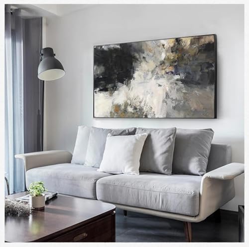 Images murales pour salon abstrait noir et blanc grand format 50x100