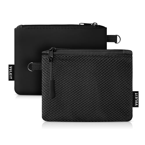 VULKIT 2 Packs Zip Wallet Small Coin Purses Multifunctional Travel Pouch Mini Storage Bag Portable Double Fastener Case
