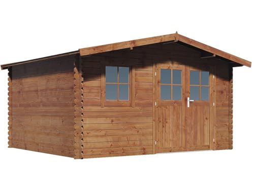 Abri de Jardin en Bois traité Marron Autoclave Valmont - 14 m² -28 mm