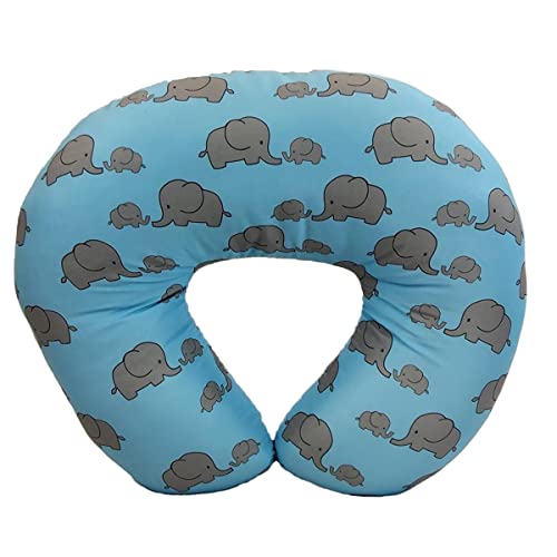 Image of NurSit Nursing Pillow and Positioner, Hypoallergenic Breastfeeding or Bottle Feeding, Perfect for Bonding with Baby, Machine Washable, Blue Elephants