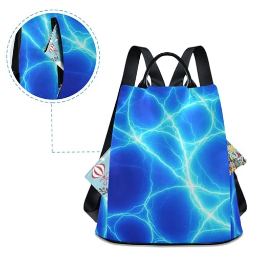 Mochila para mujer antirrobo azul de viaje con pompón bolso senderismo moda 4