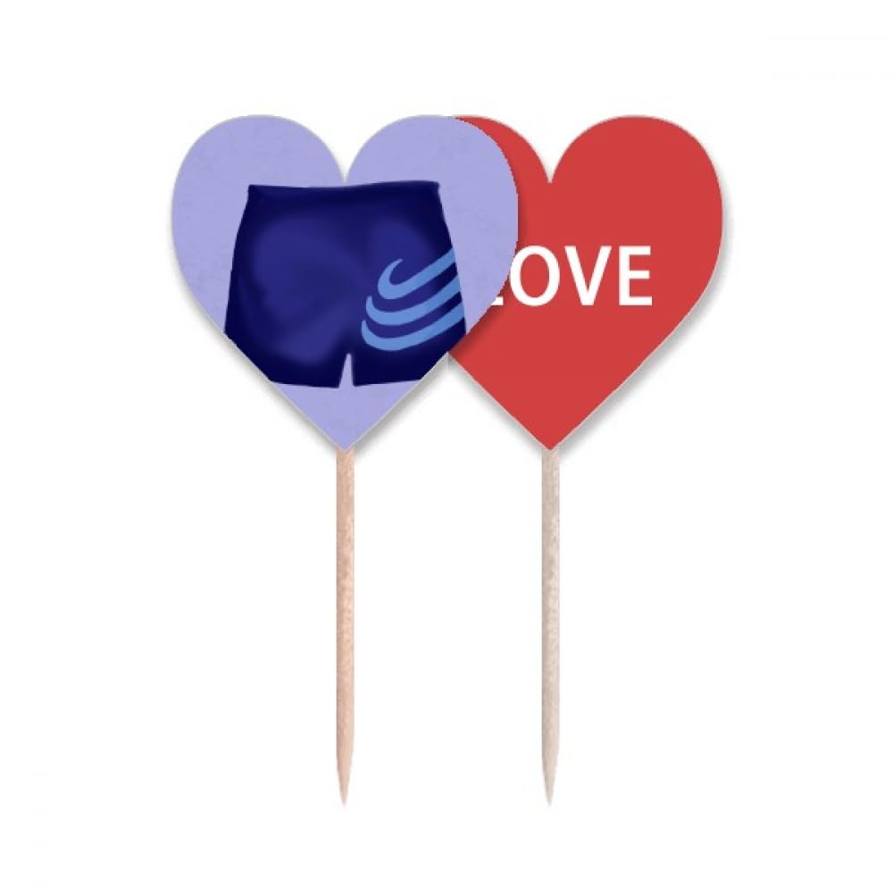 Cupcake Pick Drapeau Love Heart bleu rayé court pour sublimer rapidement vos cupcakes simples