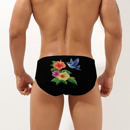Hibiscus Flowers Hummingbird Men's Swim Trunks Briefs Swimsuit Swimwear Bathing for Underwear Beach2