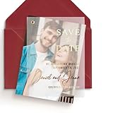 XOXOKristen Elegant Wedding Save the Date Cards with Photo, Vellum Save the Dates with Picture, Gold or Silver Foiled Wedding Save the Date Cards (A6 (4' x 6' or 10 x 15 cm), Rose Gold Foil)