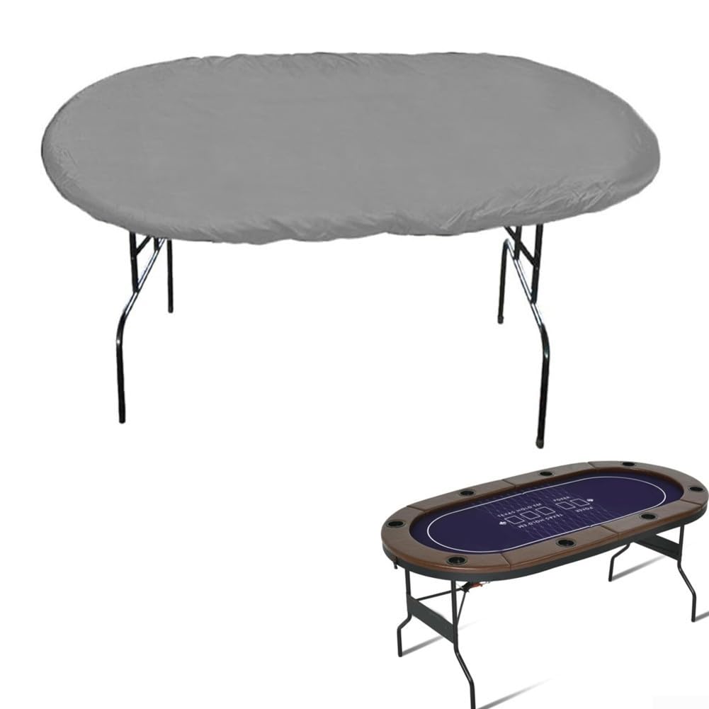 Copertura ovale per tavolo da poker con materiale impermeabile Oxford 420D e coulisse per una protezione affidabile contro gli elementi esterni (caffè)