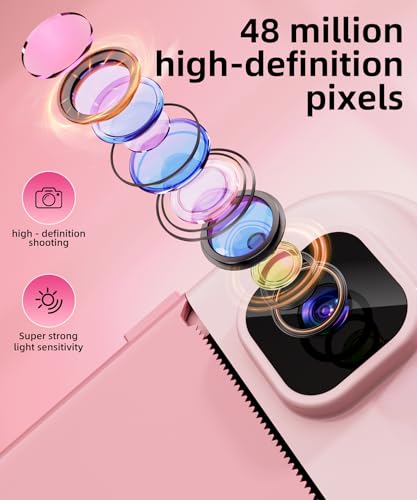 Image of Kids Camera Instant Print for Boys and Girls, 48MP HD Cameras w /1080P Video, Print Paper, 32GB Card, Brush, Christmas Birthday Gifts Toys for Toddler and Teenagers Age 3-16 Years Old (Pink)