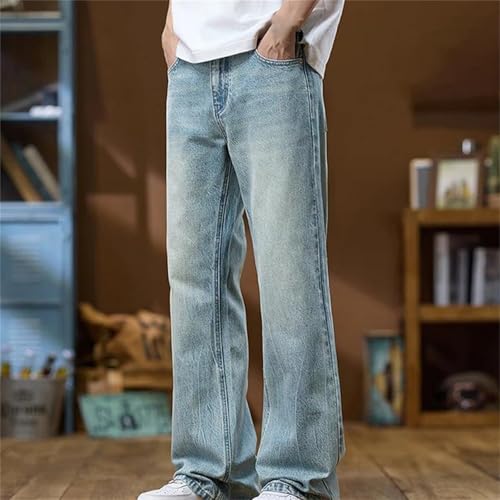 Men's Flared Jeans – Loose Blue Denim Pants, Streetwear Casual Trousers3