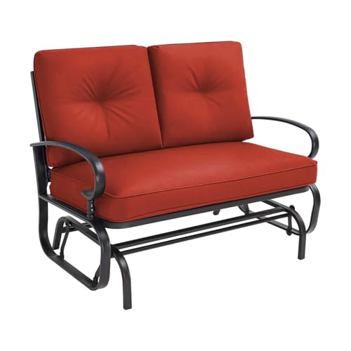 Crownland Outdoor Patio Glider Chair for 2-Person, Red