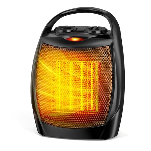 ZAFRO Space Heater, 1500W/700W Portable Electric Heaters with Thermostat, Overheat & Tip-Over Protection, Ceramic Heater with Heating & Fan Modes for Indoor Household or Office Use, Black