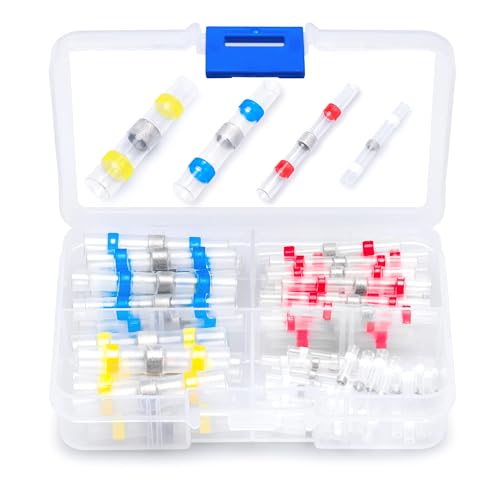 Wirefy 50 PCS Solder Seal Wire Connectors Kit - Heat Shrink Solder Butt Connectors - Resistant Solder Sleeves - Self Soldering Wire Connectors - Set 26-10 AWG