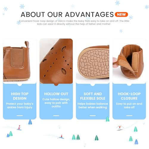 Image of Meckior Baby Girls Cowboy Tassel Boots Side Zipper Moccasins Soft Bottom Non-Slip Toddler Shoe