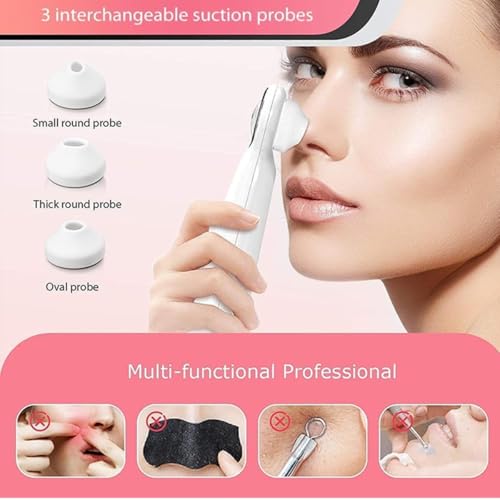 Image of Blackhead Remover, Beautiful Skin Care Expert Acne Pore Cleaner Vacuum Blackhead Remover Kit Skin Cleanser, Pimple Removal Tool With LED 50X Magnifier, 3 In 1 Multi-Function Silicone Blackheads(White Magnifie Derma Suction) (Black) (White)
