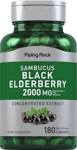 Piping Rock Black Elderberry Capsules | 180 Count
