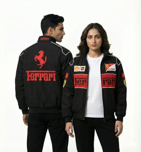 Image of F1 Trandy Racing Sport Jacket for Men | Biker Bomber Jacket | Polyester Lightweight Stylish Streetwear | Sportswear Print with Zipper Closer Comfortable Wear for Women