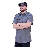 First Class 4 Pocket Hidden Zipper Uniform Security and Law Enforcement BDU Zipper Closure Short and Long Sleeves (Short Sleeve Gray, X-Large)