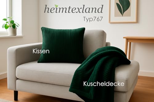 heimtexland super Dicke Cord Kuscheldecke mit flauschigem Sherpa Fell Wohndecke 200x150 Decke elegant Kuschelweich Geschenkidee Weihnachten Typ767 Taupe