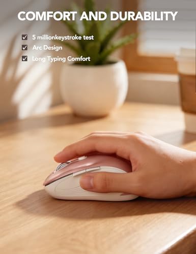 Trueque Wireless Mouse for Laptop, 2.4GHz Ergonomic Computer Mouse with Back & Forward Buttons, 3 Adjustable DPI Levels, 6 Buttons, Optical USB Cordless Mice for Windows PC, M01 (Rose Gold) - 3