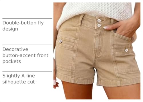 Image of Astylish Women's High Waisted Stretchy Jean Shorts Trendy Denim Shorts