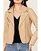 [BLANKNYC] womens Vegan Leather Moto Jacket, Natural Light, Medium US
