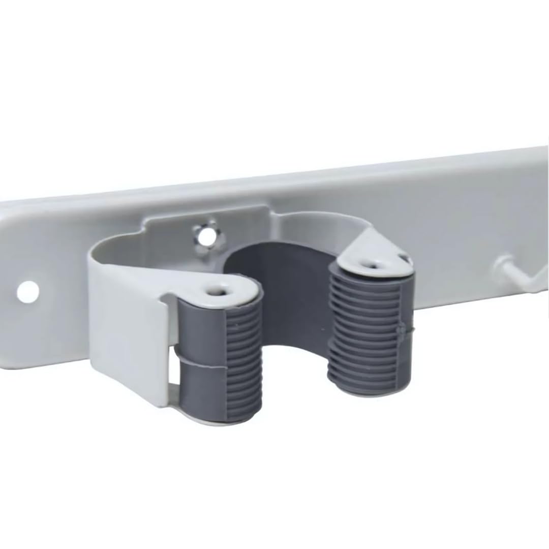 PARENCE.- Supporto da parete a triplo avvitabile per scopa e accessori - Gancio per scopa 3 supporti + 2 ganci - 37cm