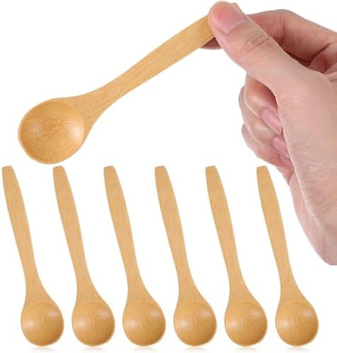 6 cucharas pequeñas de madera, cucharas de bambú resistentes Shim...